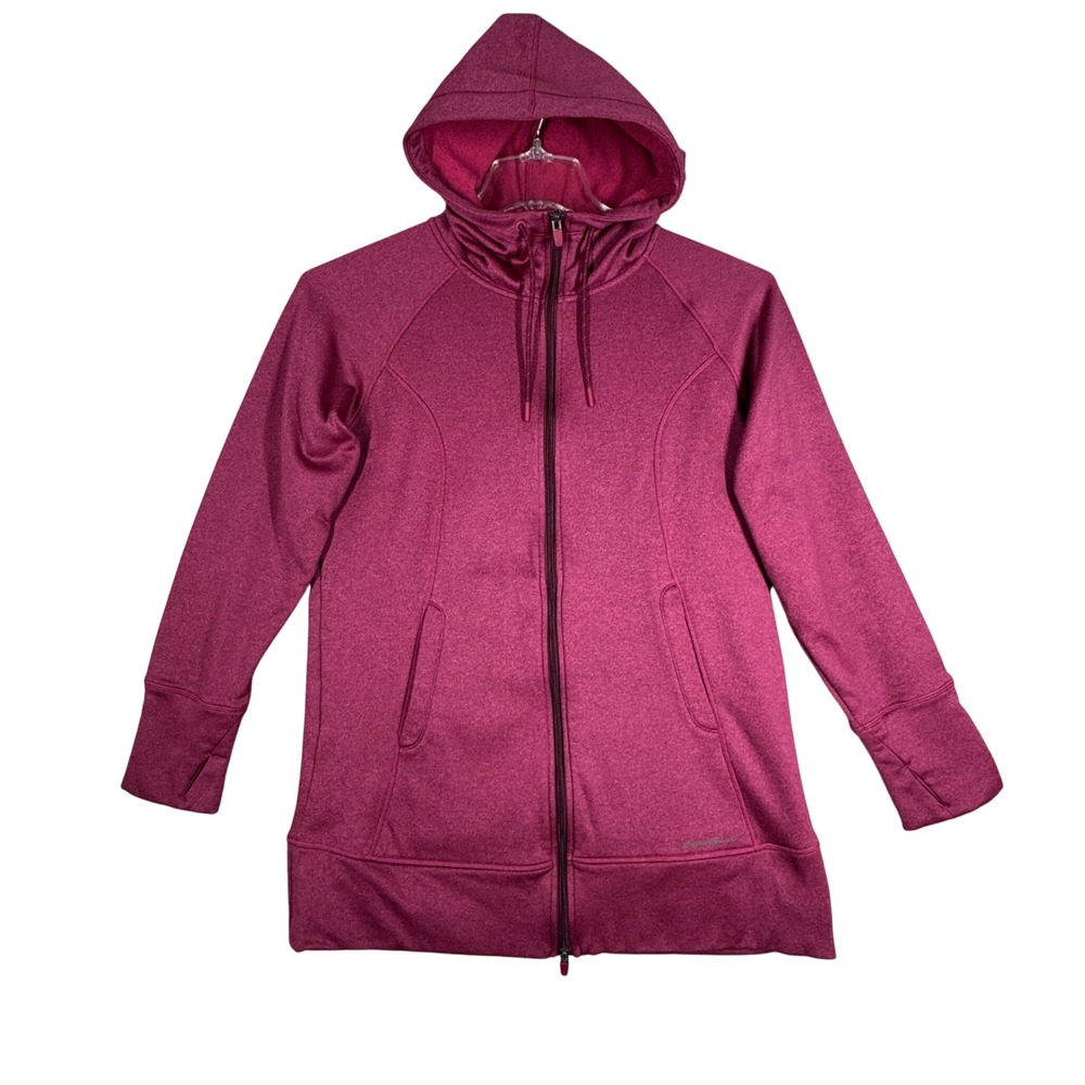 Eddie Bauer Jacket‎ Pink Full Zip Hoodie Thumb Holes Pockets Athletic Womens L
